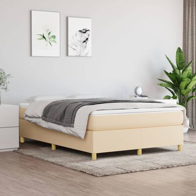 vidaXL Box spring postel s matrací krémová 140x190 cm textil