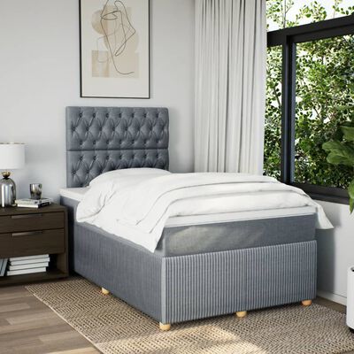 vidaXL Box spring postel s matrací světle šedá 120x190 cm textil