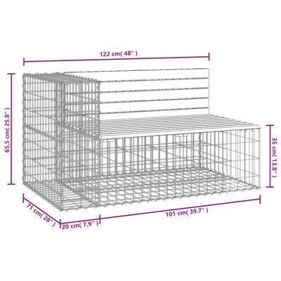 vidaXL Zahradní lavice gabionový design 122x71x65,5 cm borové dřevo