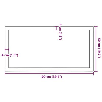 vidaXL Nástěnná police hnědá 100x50x(2-6)cm ošetřený masivní dub