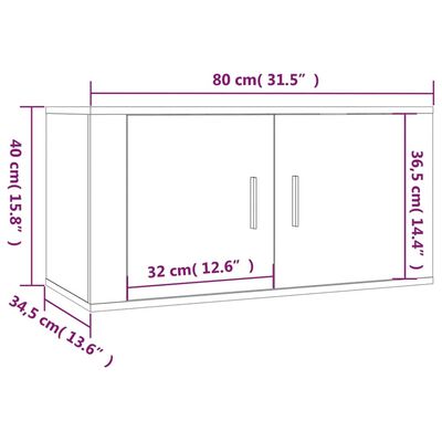 vidaXL Nástěnné TV skříňky 2 ks kouřový dub 80 x 34,5 x 40 cm