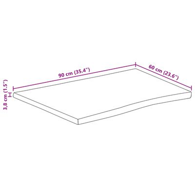 vidaXL Stolní deska živá hrana 90x60x3,8 cm masivní hrubý mangovník