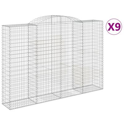 vidaXL Klenuté gabionové koše 9 ks 300x50x200/220cm pozinkované železo