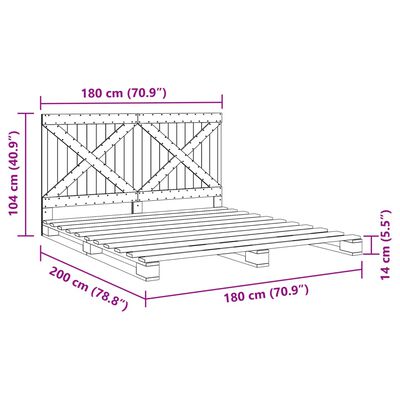 vidaXL Rám postele s čelem 180 x 200 cm masivní borovice