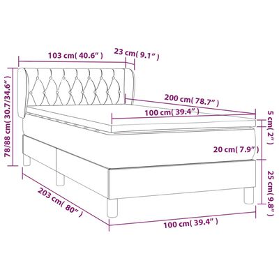 vidaXL Box spring postel s matrací růžová 100x200 cm samet