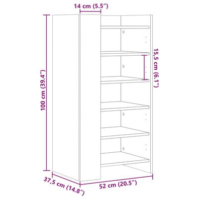 vidaXL Botník kouřový dub 52 x 37,5 x 100 cm kompozitní dřevo