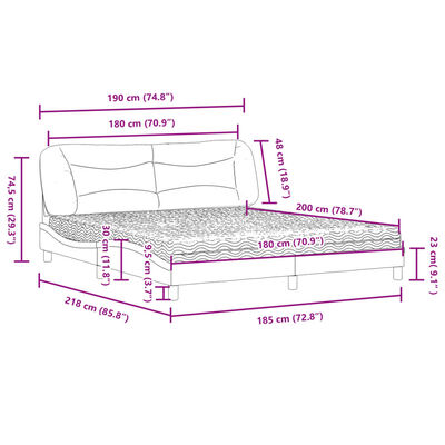 vidaXL Postel s matrací bílá 180 x 200 cm umělá kůže