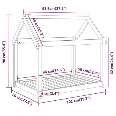 vidaXL Pelíšek pro psy 101x70x90 cm masivní borovice