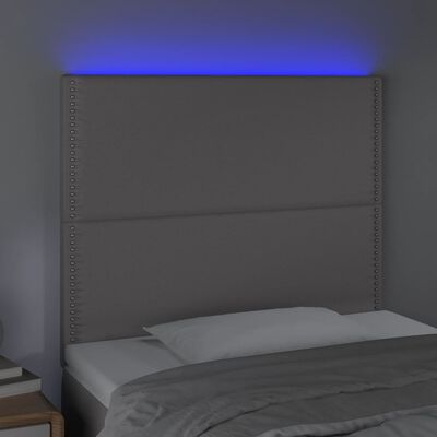 vidaXL Čelo postele s LED šedé 90x5x118/128 cm umělá kůže