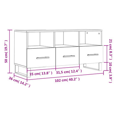 vidaXL TV skříňka bílá s vysokým leskem 102x36x50 cm kompozitní dřevo