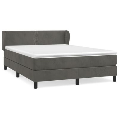 vidaXL Box spring postel s matrací tmavě šedý 140 x 190 cm samet