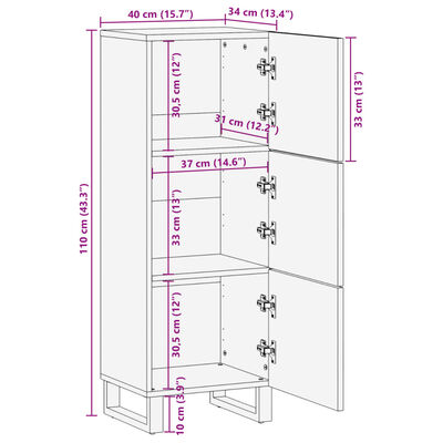 vidaXL Skříň highboard 40 x 34 x 110 cm masivní akáciové dřevo