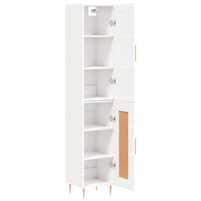 vidaXL Skříň highboard bílá s vysokým leskem 34,5x34x180 cm kompozit