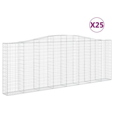 vidaXL Klenuté gabionové koše 25ks 400x30x140/160cm pozinkované železo