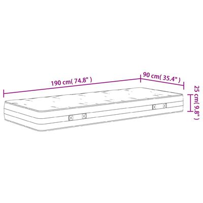 vidaXL Taštičková pružinová matrace středně tvrdá 90 x 190 cm