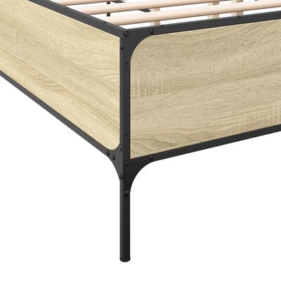 vidaXL Rám postele dub sonoma 140 x 190 cm kompozitní dřevo a kov