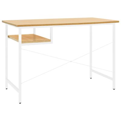 vidaXL PC stůl bílý a světlý dub 105 x 55 x 72 cm MDF a kov