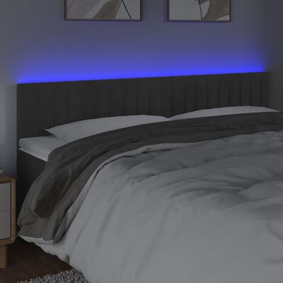 vidaXL Čelo postele s LED tmavě šedé 180x5x78/88 cm samet