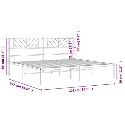 vidaXL Kovový rám postele s čelem černý 200 x 200 cm