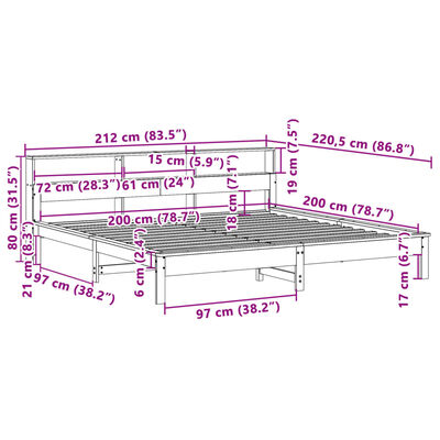 vidaXL Postel bez matrace bílá 200 x 200 cm masivní borovice