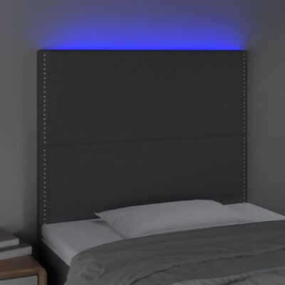 vidaXL Čelo postele s LED tmavě šedé 90x5x118/128 cm textil