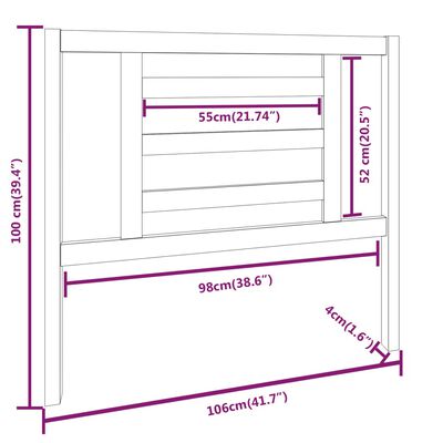 vidaXL Čelo postele 106 x 4 x 100 cm masivní borovice