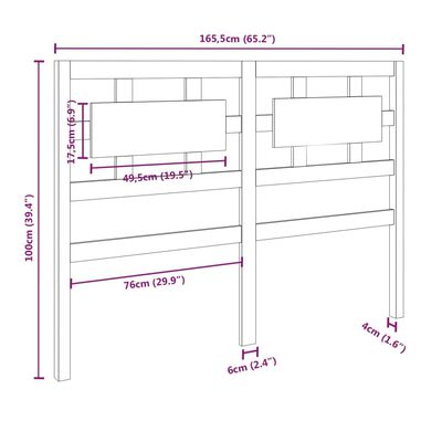 vidaXL Čelo postele černé 165,5 x 4 x 100 cm masivní borovice