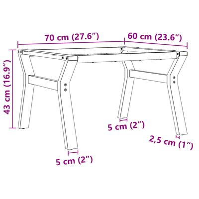 vidaXL Nohy ke konferenčnímu stolu Y rám 70 x 30 x 43 cm litina