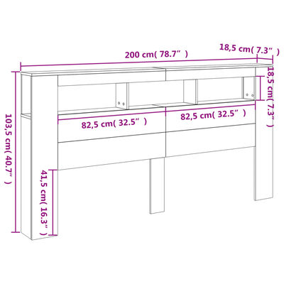 vidaXL Čelo postele s LED bílé 200 x 18,5 x 103,5 cm kompozitní dřevo