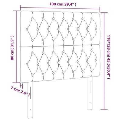 vidaXL Čelo postele s LED světle šedé 100x7x118/128 cm samet