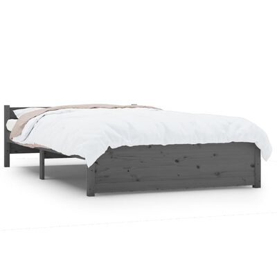 vidaXL Rám postele šedý masivní dřevo 135 x 190 cm dvojlůžko