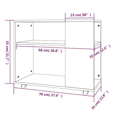 vidaXL Odkládací stolek hnědý dub 70 x 35 x 55 cm kompozitní dřevo