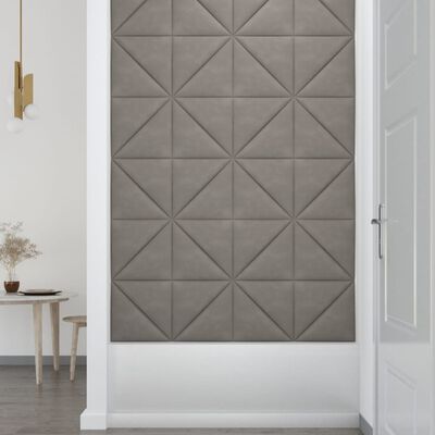 vidaXL Nástěnné panely 12 ks světle šedé 30 x 30 cm samet 0,54 m²