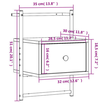 vidaXL Noční stolky nástěnné 2 ks černé 35x30x51 cm kompozitní dřevo