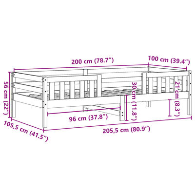 vidaXL Postel bez matrace voskově hnědá 100 x 200 cm masivní borovice