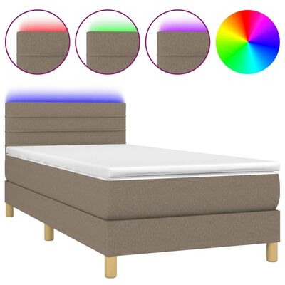 vidaXL Box spring postel s matrací a LED taupe 80 x 200 cm textil