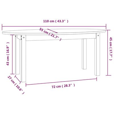 vidaXL Konferenční stolek 110 x 55 x 45 cm masivní borové dřevo