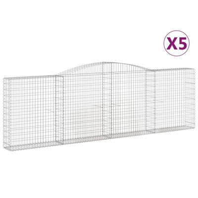 vidaXL Klenuté gabionové koše 5 ks 400x30x120/140cm pozinkované železo