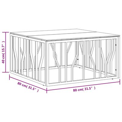 vidaXL Konferenční stolek stříbrný 80x80x40 cm nerezová ocel a sklo