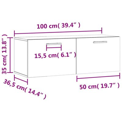 vidaXL Nástěnná skříňka hnědý dub 100x36,5x35 cm kompozitní dřevo