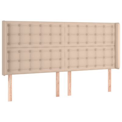 vidaXL Čelo postele s LED cappuccino 203 x 16 x 118/128 cm umělá kůže