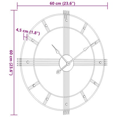 vidaXL Nástěnné hodiny černé Ø 60 cm železo