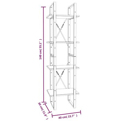 vidaXL Knihovna se 4 policemi šedá sonoma 40 x 30 x 140 cm kompozit