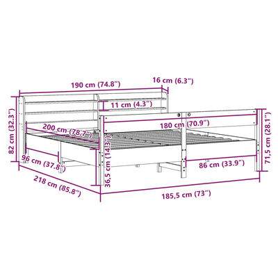 vidaXL Postel bez matrace bílá 180 x 200 cm masivní borovice