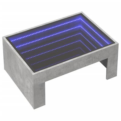 vidaXL Konferenční stolek s Infinity LED betonově šedý 70 x 50 x 30 cm