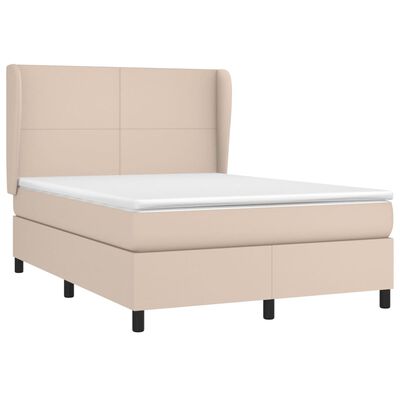 vidaXL Box spring postel s matrací cappuccino 140x200 cm umělá kůže