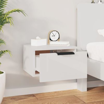 vidaXL Nástěnný noční stolek bílý s vysokým leskem 34x30x20 cm