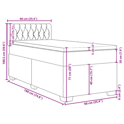 vidaXL Box spring postel s matrací modrá 90 x 190 cm samet