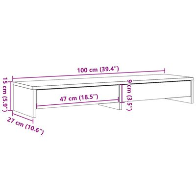 vidaXL Stojan na monitor se zásuvkami bílý 100x27x15 cm kompozit