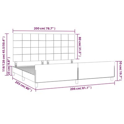 vidaXL Rám postele s čelem světle šedý 200x200 cm samet